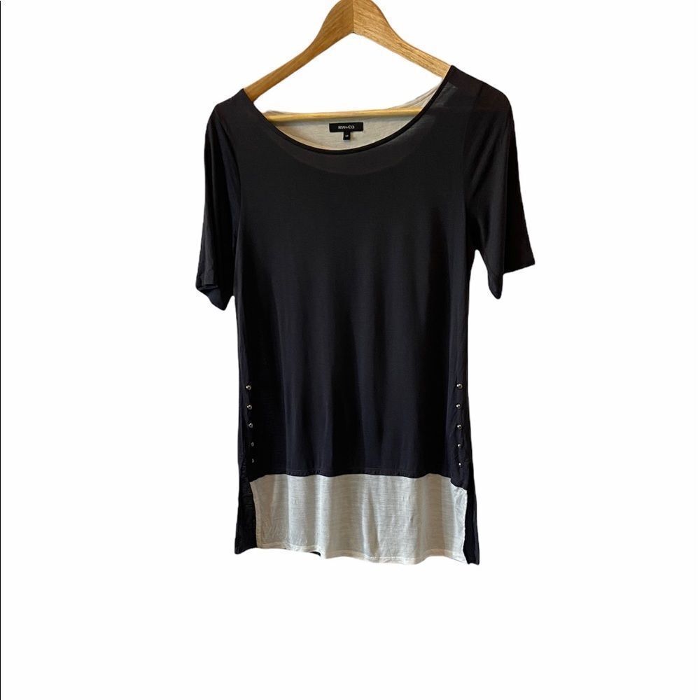 RW&CO Light Grey Button Detail Long Fit Loose Top